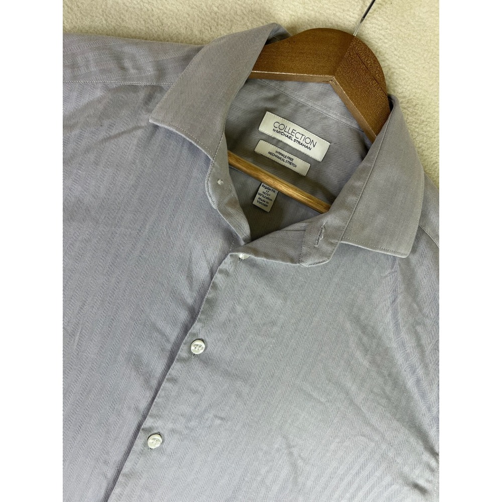 Collection by Michael Strahan Dress Shirt Men's 17 36/37 Gray Wrinkle Free
